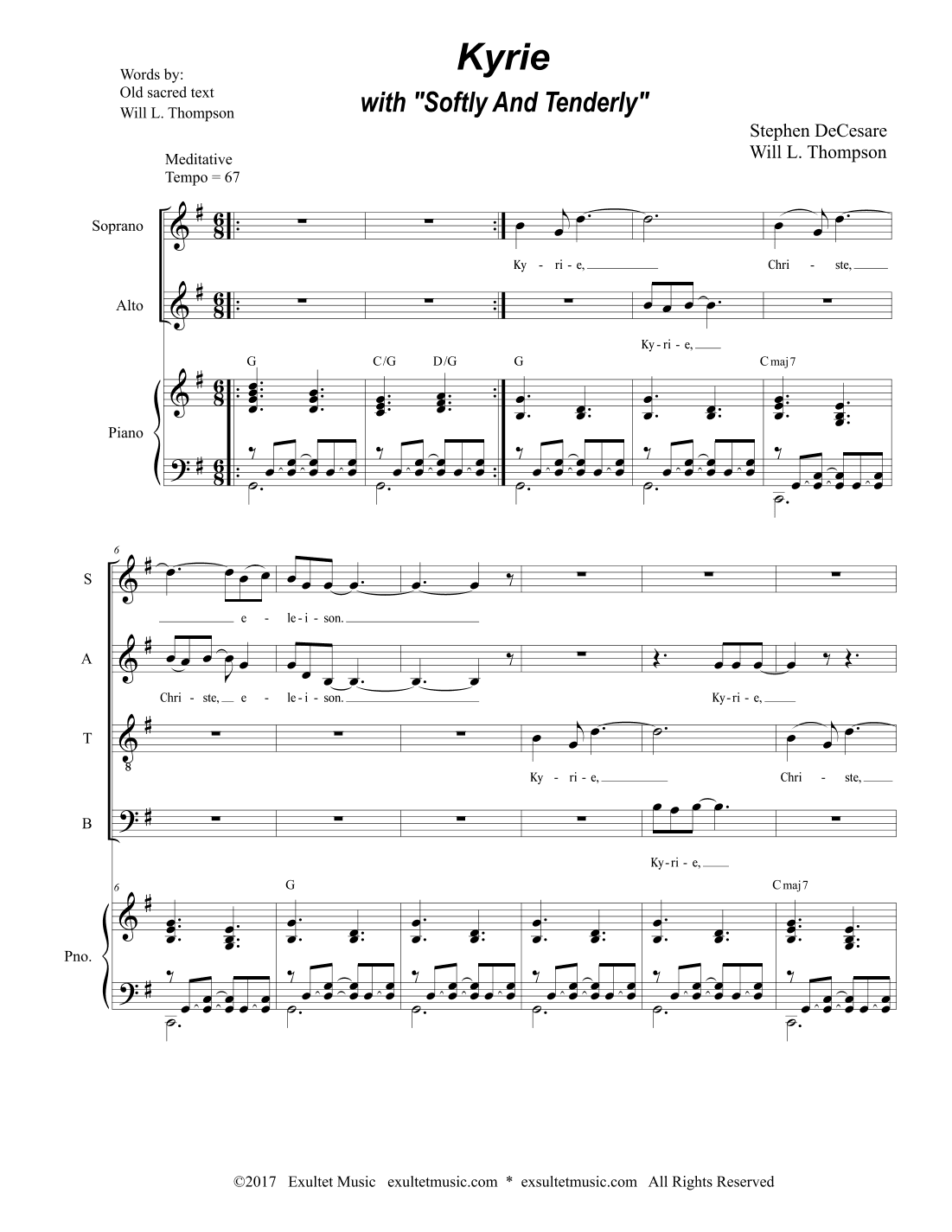Kyrie (with "Softly and Tenderly") (SATB)