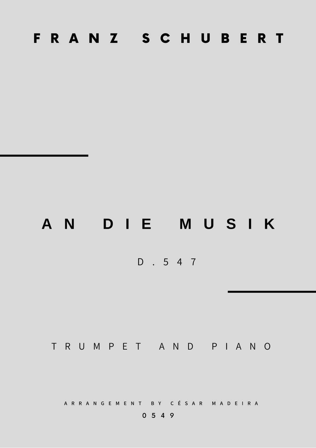 An Die Musik - Bb Trumpet and Piano (Full Score and Parts) (arr. César Madeira)