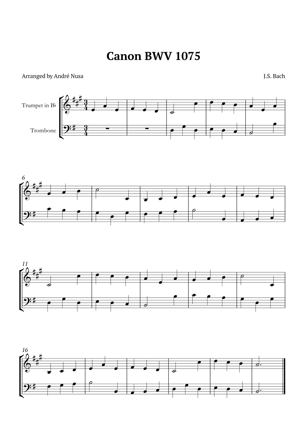 Canon BWV 1075 (arr. André Nusa)