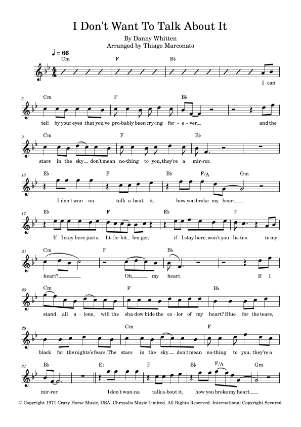 I Don't Want To Talk About It (arr. Thiago Marconato)