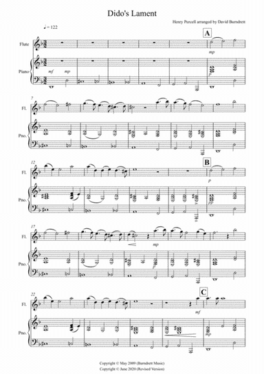 Dido's Lament for Flute and Piano (arr. David Burndrett)