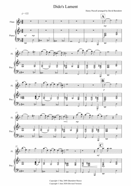 Dido's Lament for Flute and Piano (arr. David Burndrett)