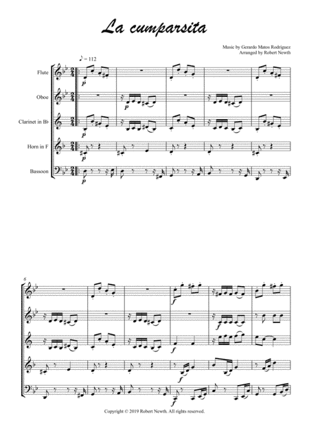 La cumparsita (for Wind Quintet) (arr. Robert Newth)