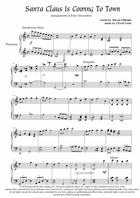 Santa Claus Is Comin' To Town (arr. Ester Alessandrini)