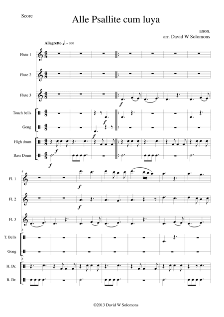 Alle psallite cum luya for flute trio and percussion (arr. David Warin Solomons)