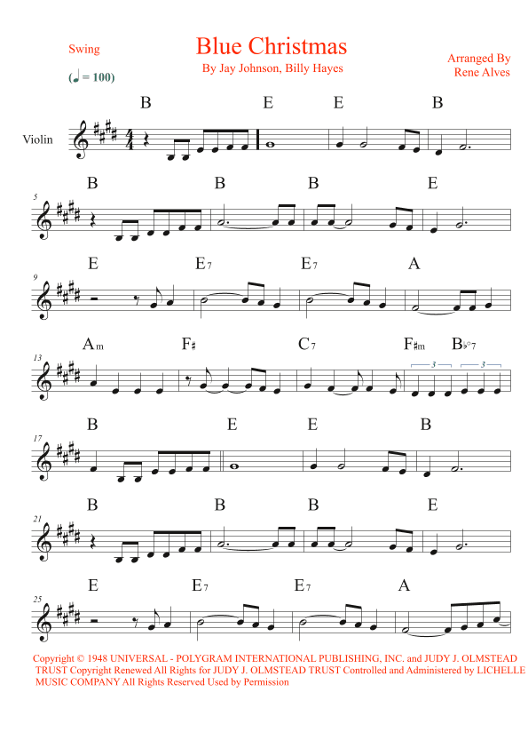 Blue Christmas (arr. Rene Alves)