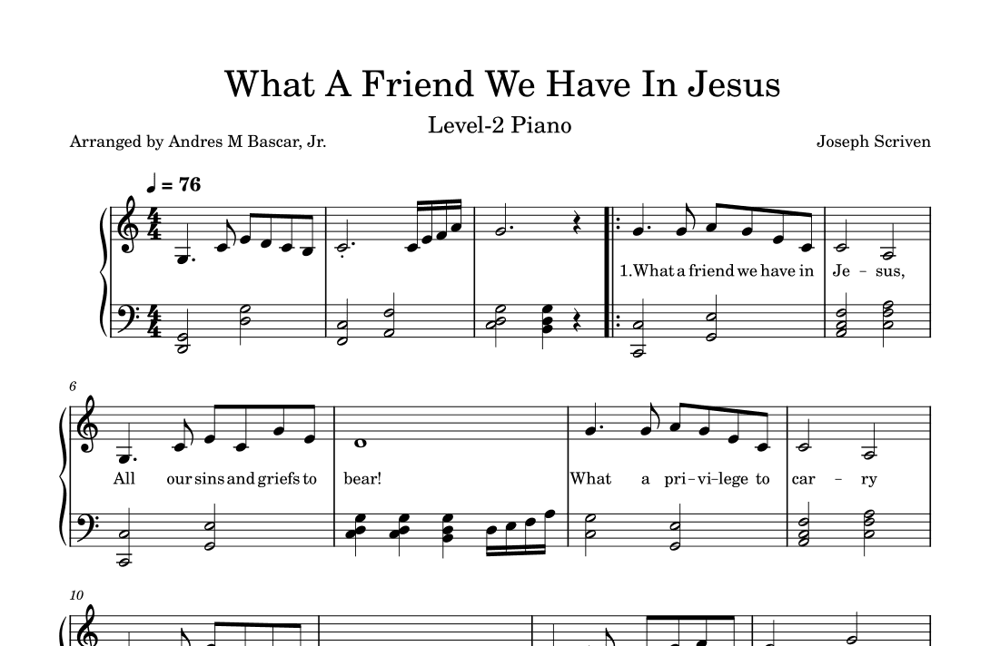 What A Friend We Have in Jesus (arr. Andres M. Bascar Jr.)