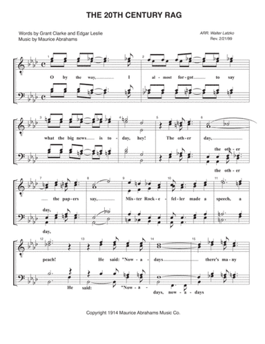 THE 20TH CENTURY RAG (arr. Walter Latzko)