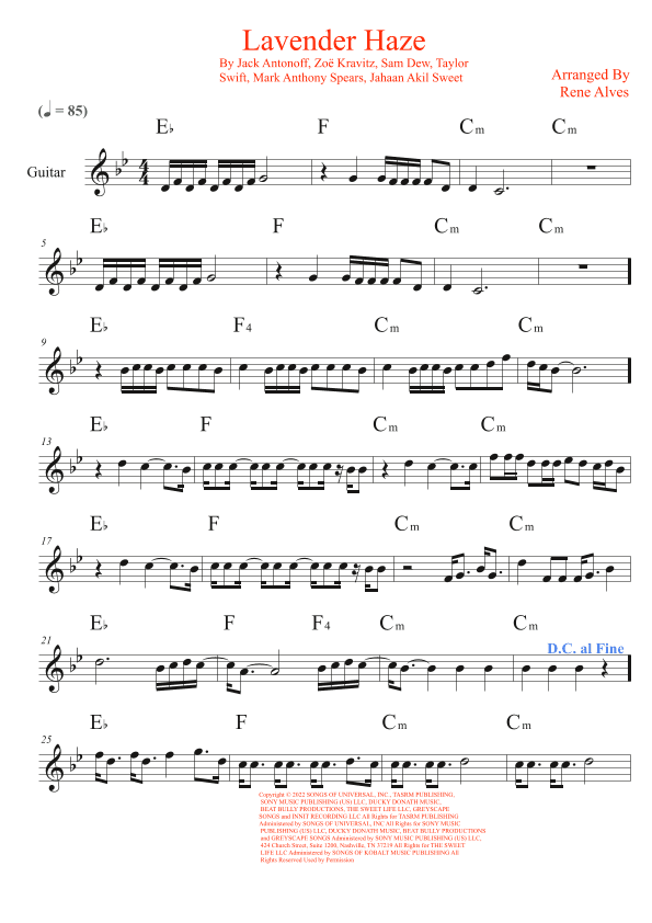 Lavender Haze (arr. Rene Alves)