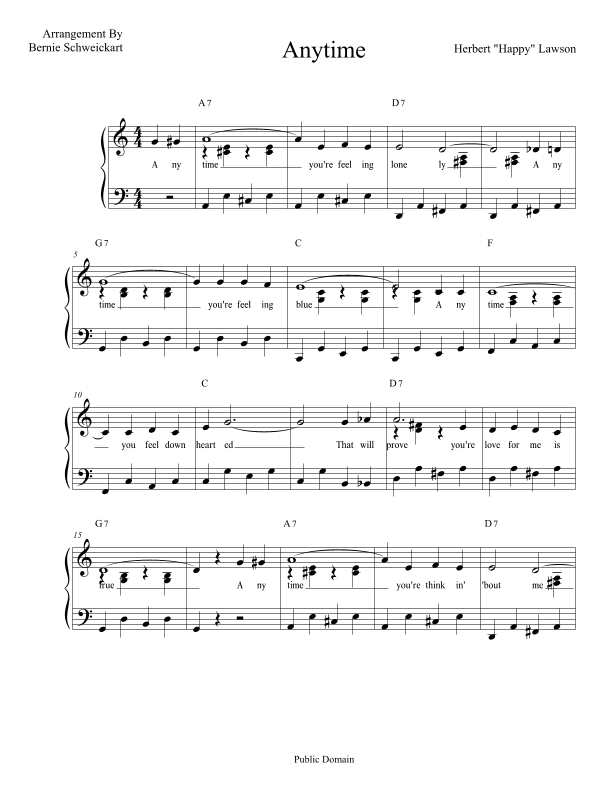 Anytime (arr. Bernie Schweickart)