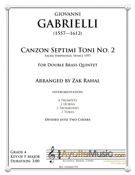 Gabrielli - Canzon Septini Toni, No. 2 (arr. Zak Rahal)