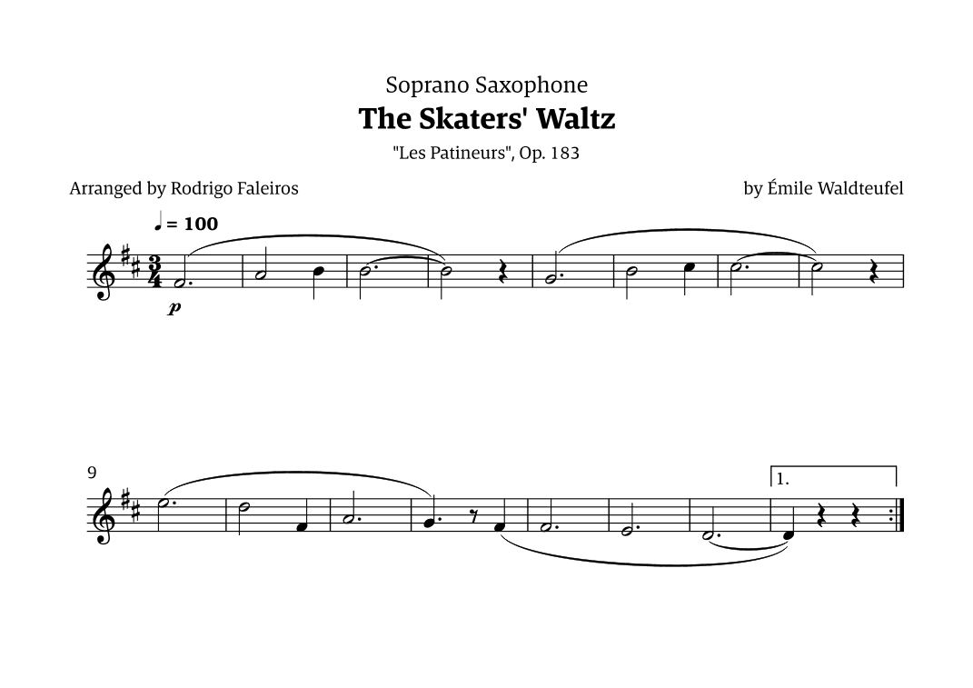 The Skaters Waltz (for beginners) (arr. Rodrigo Faleiros)