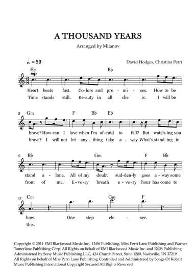 A Thousand Years (arr. Milanov)