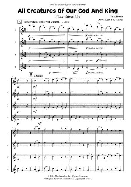 All Creatures Of Our God And King (arr. Gert Th. Walter)