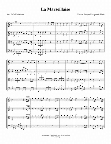 La Marseillaise for string quartet (arr. Be'eri Moalem)