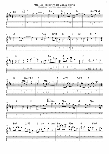 Going Home (theme From "local Hero") (arr. Omar Felipe (Spanish guitarist))