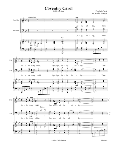 Coventry Carol (SATB) (arr. Curtis Hanson)