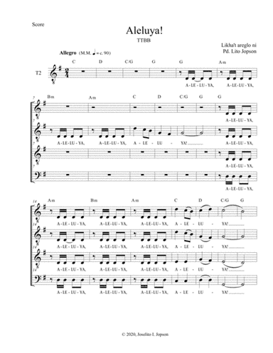 Aleluya! (TTBB version for Advent)