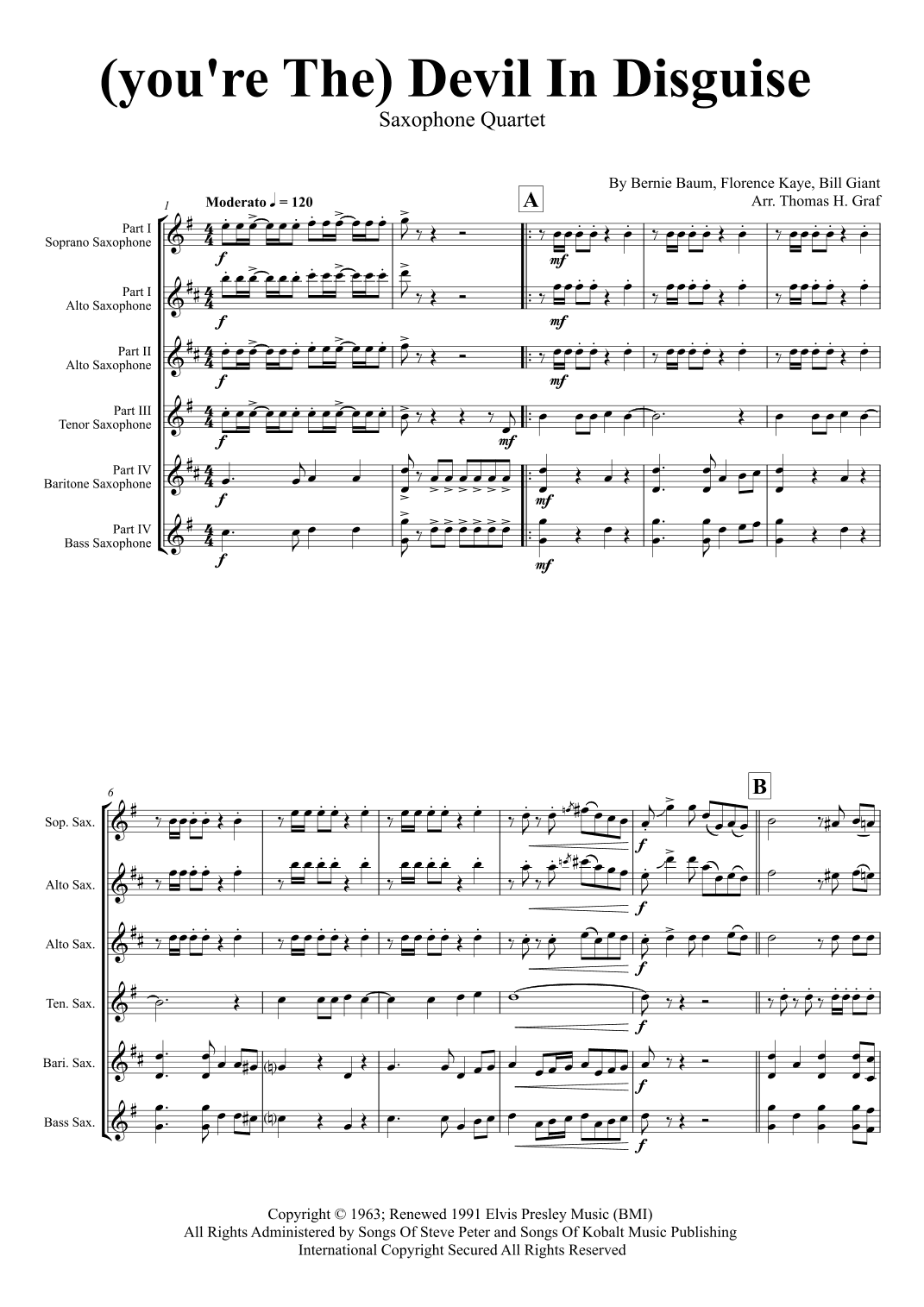(you're The) Devil In Disguise (arr. Thomas H. Graf)