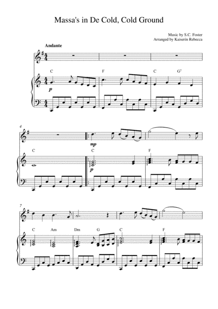 Massa's in De Cold, Cold Ground (English horn solo and piano accompaniment with chords) (arr. Kaiserin Rebecca)