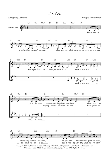 Fix You (arr. J. Daintree)