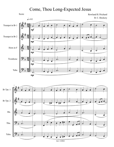Come, Thou Long-Expected Jesus (Brass Quintet) (arr. B. C. Dockery)