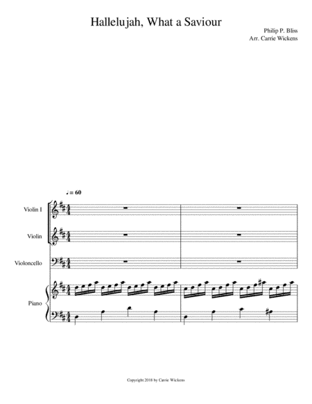 Hallelujah What a Saviour String Trio (arr. Carrie Wickens)
