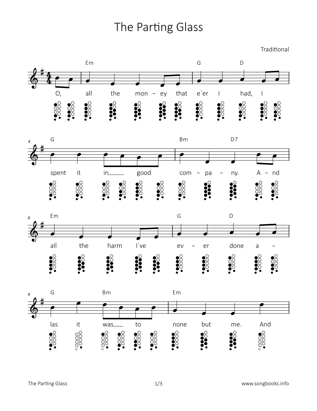 The Parting Glass (arr. songbooks.info)