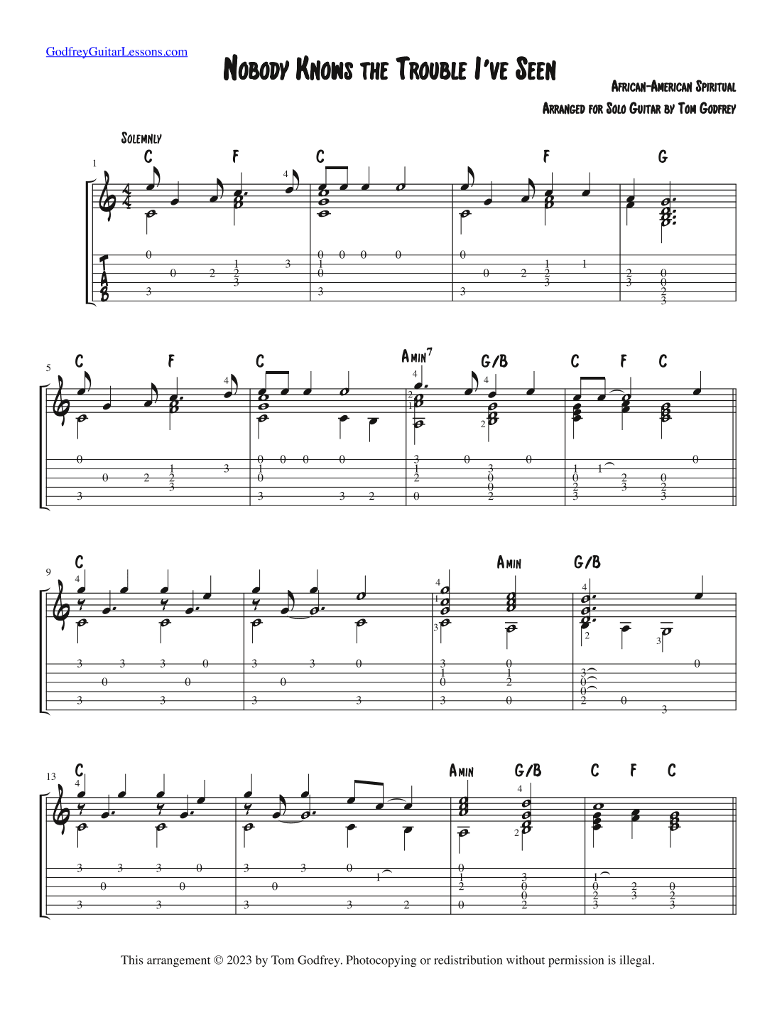 Nobody Knows the Trouble I've Seen (arr. Tom Godfrey)