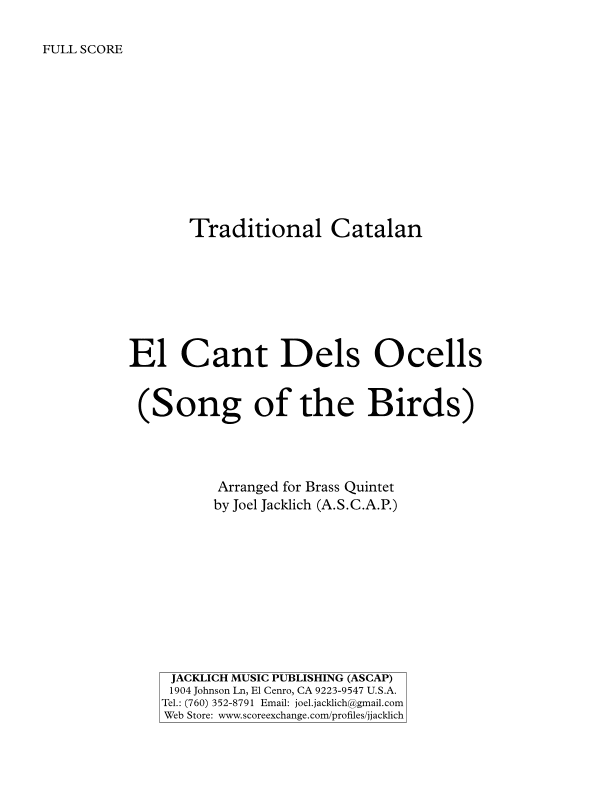 El Cant Dels Ocells (The Song of the Birds) (arr. Joel Jacklich (A.S.C.A.P.))