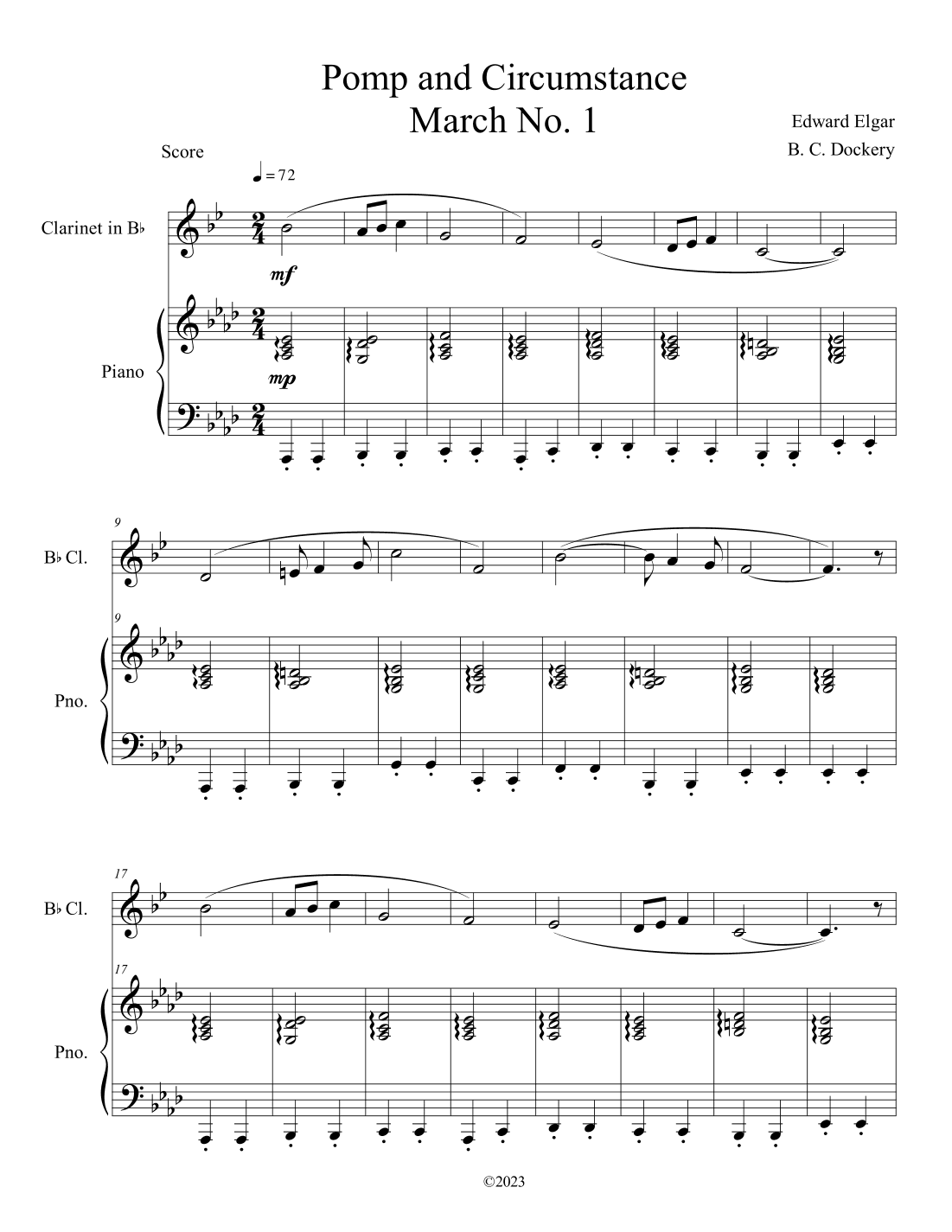 Pomp and Circumstance (Clarinet Solo with Piano Accompaniment) (arr. B. C. Dockery)