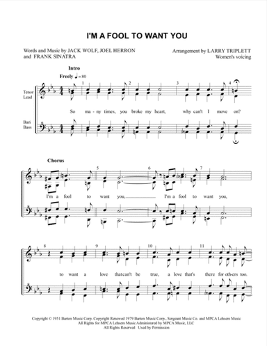 I'm A Fool To Want You (arr. Larry Triplett)