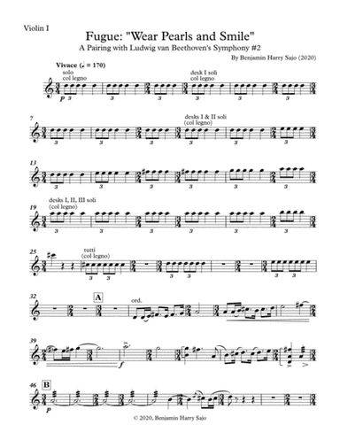 Fugue: "Wear Pearls and Smile" (A Pairing with Beethoven's Symphony #2) - Violin I