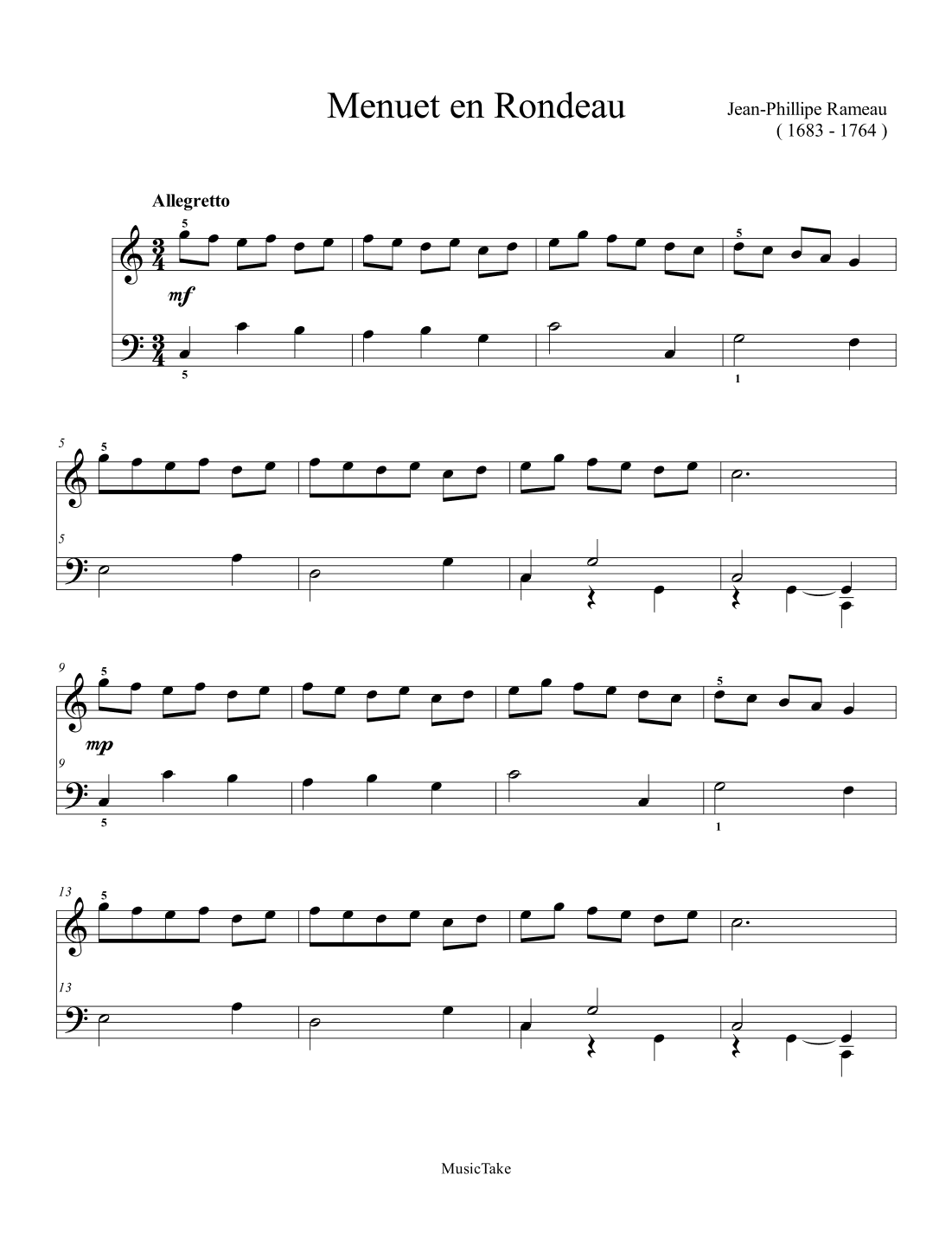 Rameau Menuet en Rondeau in C Major (arr. Ben Choupak)