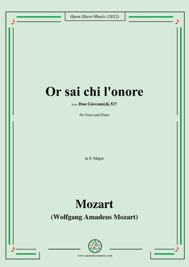 Mozart-Or sai chi l'onore(Aria),in E Major (arr. Open Cloud)