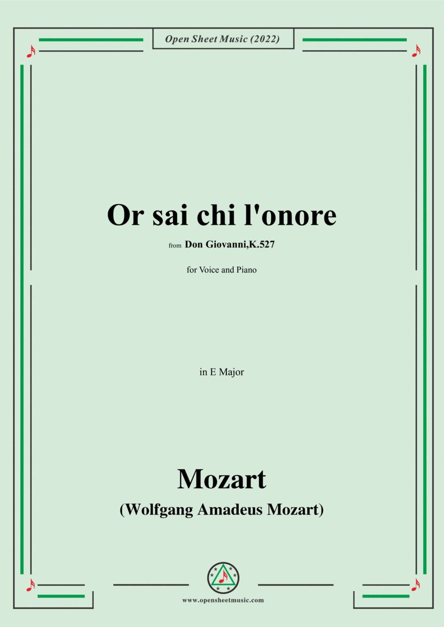 Mozart-Or sai chi l'onore(Aria),in E Major (arr. Open Cloud)