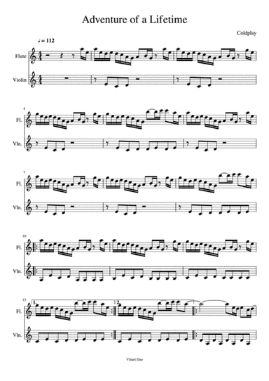 Adventure Of A Lifetime (arr. Vittari Duo, Nia Squirrell)