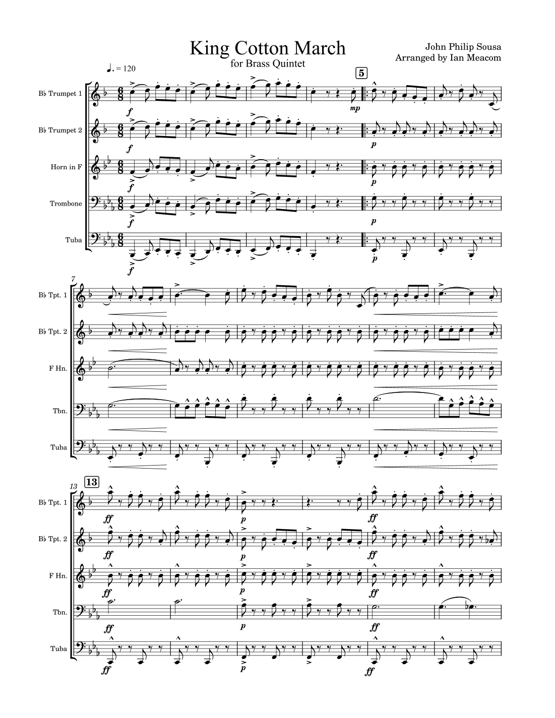 King Cotton March for Brass Quintet (arr. Ian Meacom)