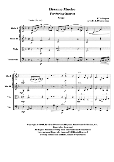 Besame Mucho (Kiss Me Much) (arr. Amnael Orozco-Diaz)