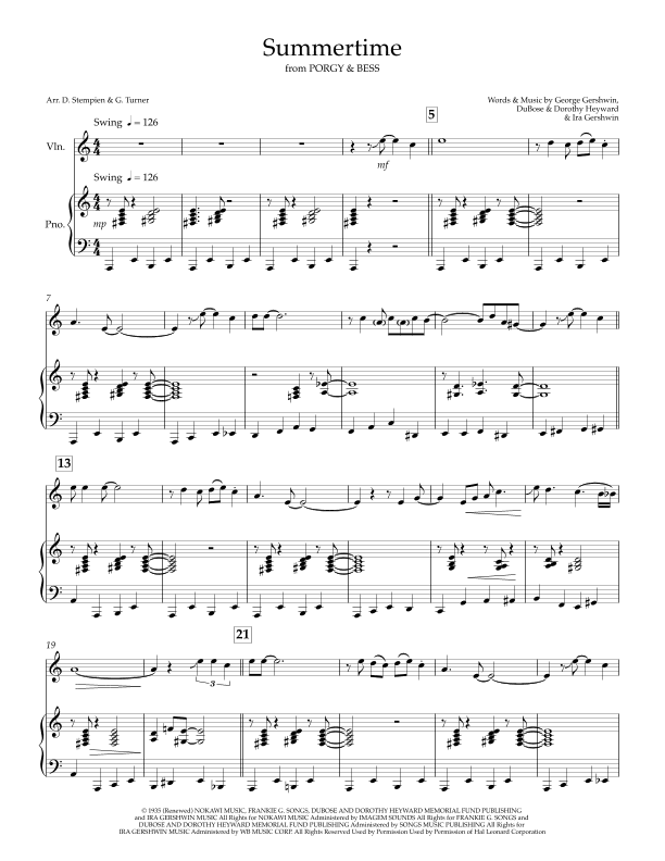 Summertime (arr. Debra E. Stempien, Gregory H. Turner)