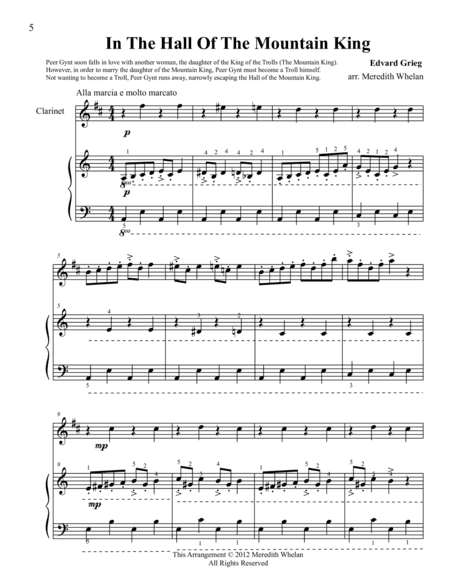 Classical Duets for Clarinet & Piano:  In The Hall of The Mountain King (arr. Meredith Whelan)