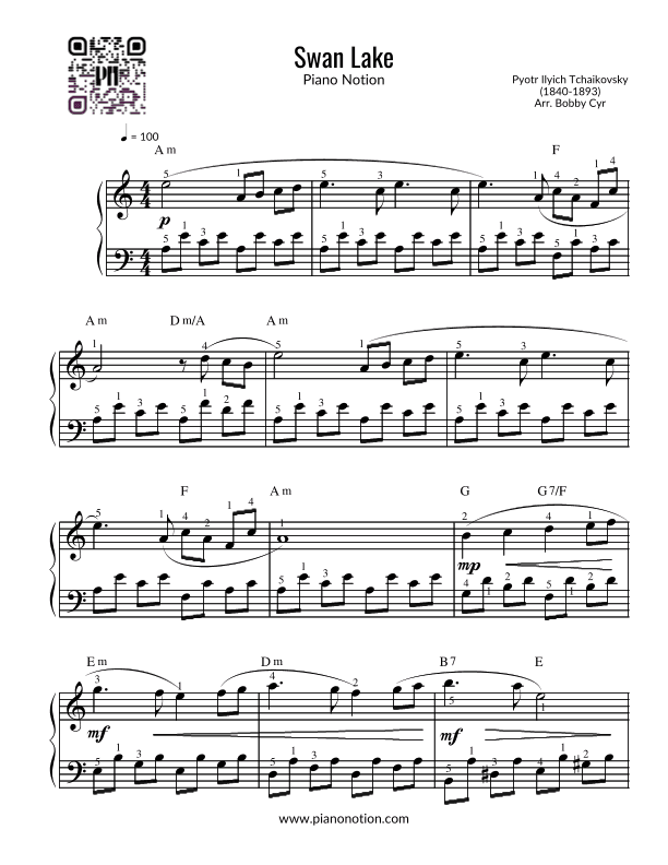 Swan Lake Theme - Tchaikovsky (Easy Piano) (arr. Bobby Cyr)