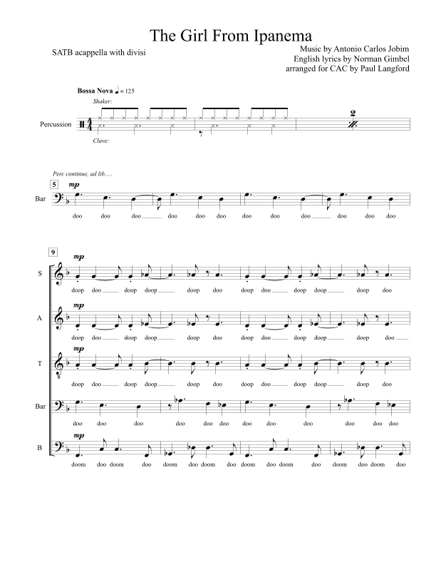 The Girl From Ipanema (garôta De Ipanema) (arr. Paul Langford)