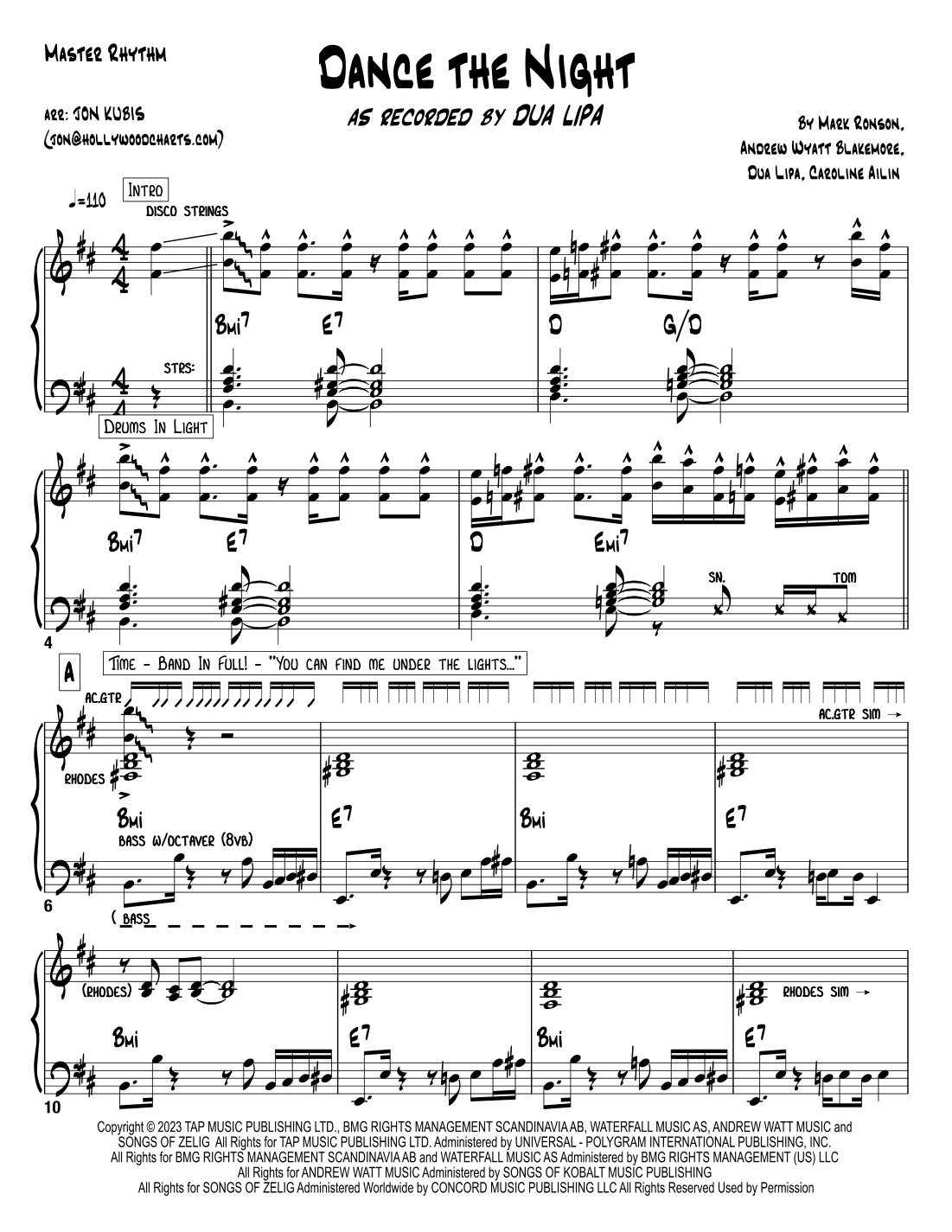 Dance The Night (arr. Jon Kubis)