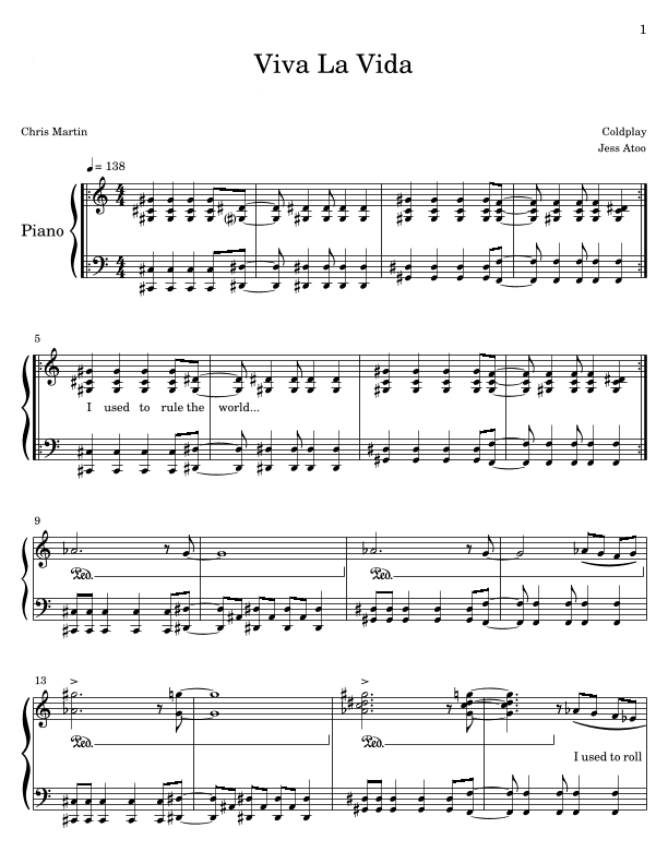 Viva La Vida (arr. Jess  Atoo)