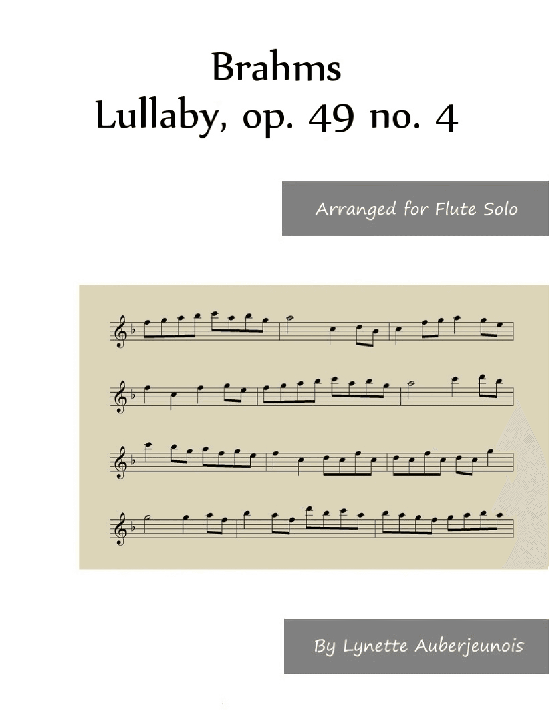 Lullaby, op. 49 no. 4 - Flute Solo (arr. Lynette Auberjeunois)