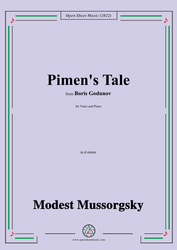 Mussorgsky-Pimen's Tale,in d minor,from Boris Godunov (arr. OSM Press)