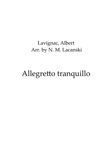 Allegretto tranquillo (arr. Nick M Lacanski)