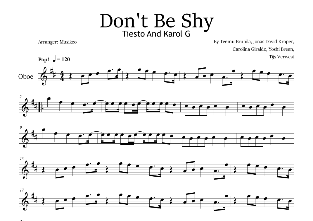 Don't Be Shy (arr. Musikeo)