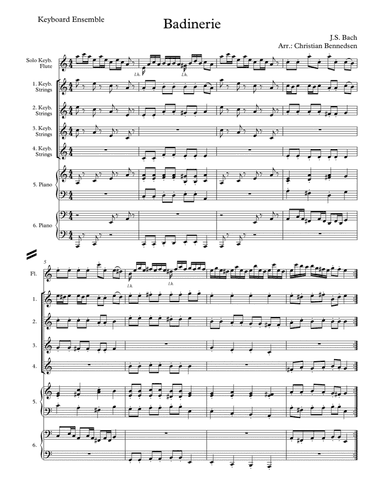 Bach - Badinerie - Keyboard Ensemble (arr. Christian Bennedsen)